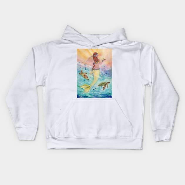 Sunshine sea mermaid by Renee Lavoie Kids Hoodie by ReneeLLavoie